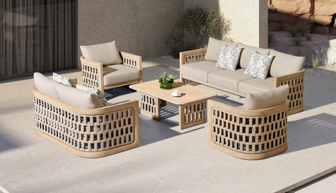 RIVA I Patio Set Sofa (2seater sofa, 2x single chairs, lounge table)