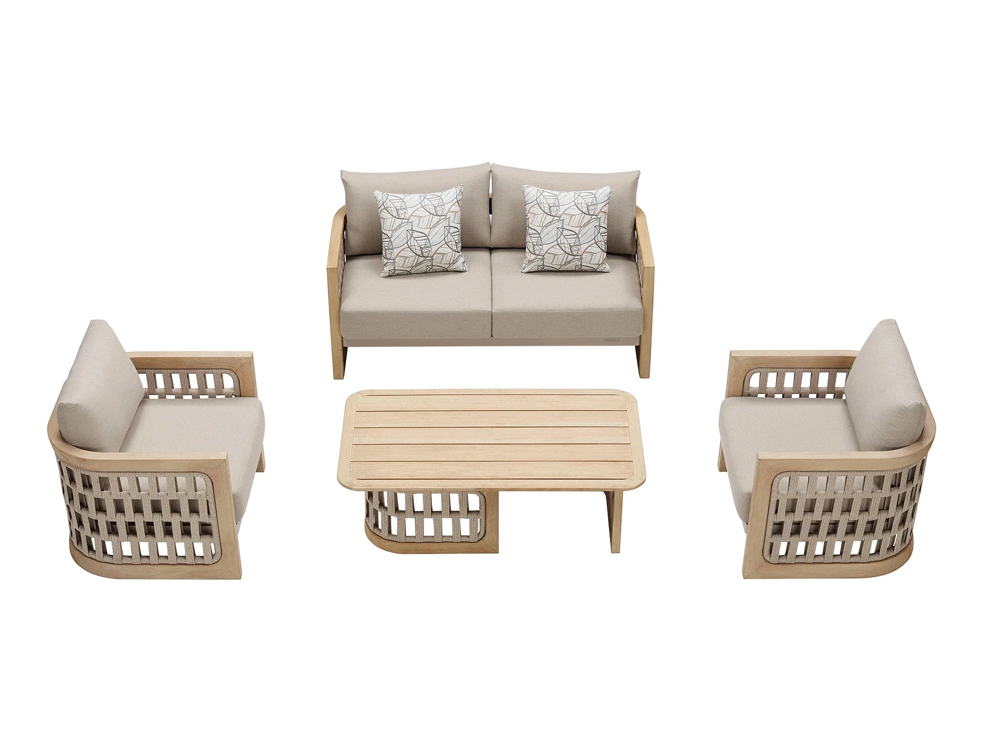 RIVA I Patio Set Sofa (2seater sofa, 2x single chairs, lounge table)