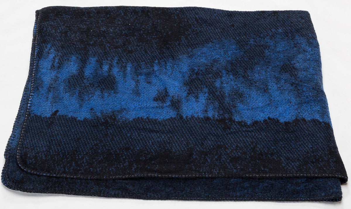 SAVONA Cotton Velour Throw | Plaid | Blue | 150 x 200 cm