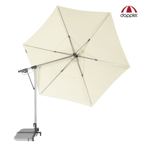 Cantilever Offset Outdoor Aluminium Umbrella (Parasol) with adjustable swivel canopy by Doppler