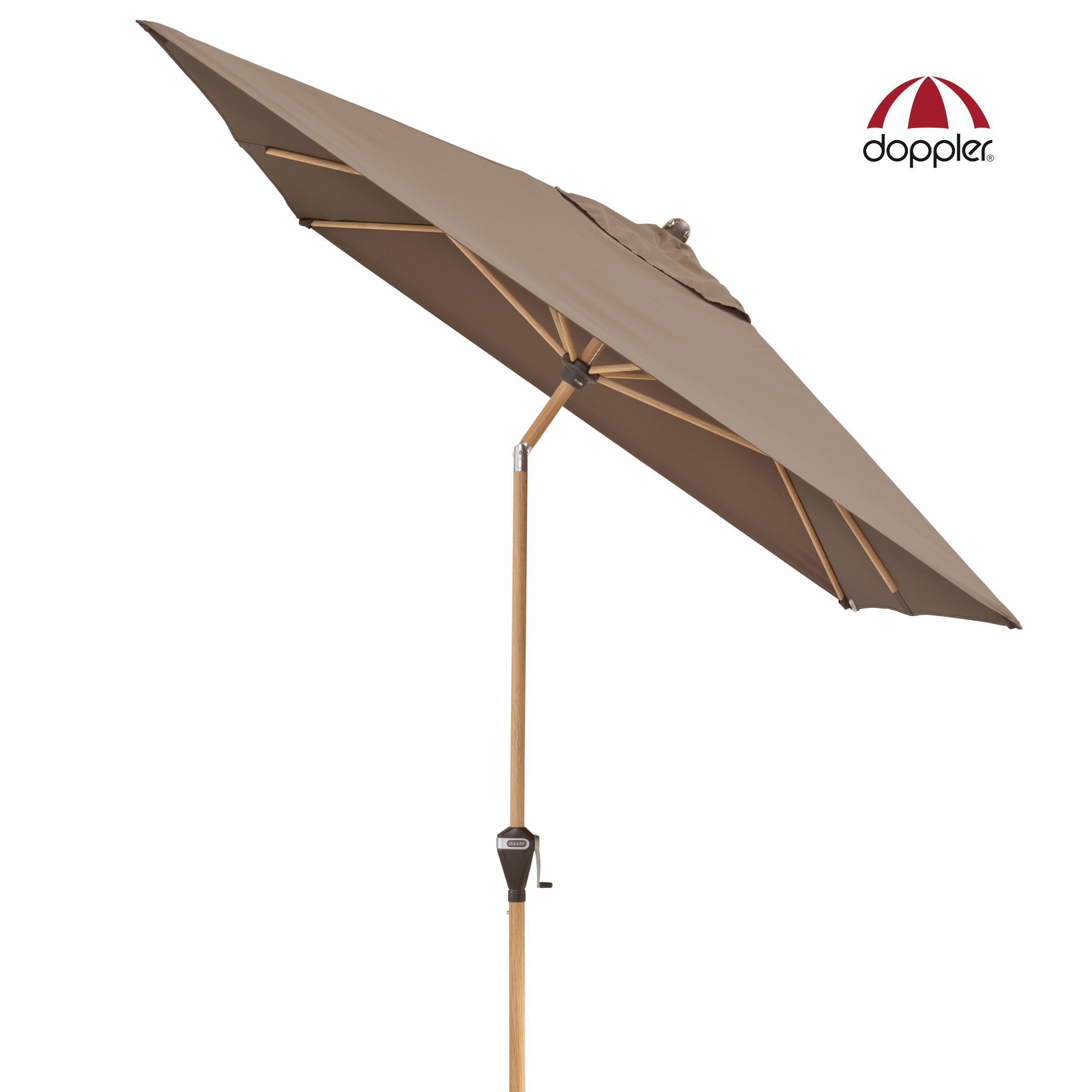 Outdoor Aluminium with Wood Look Centre Pole Umbrella (Parasol) with Auto-Tilt Mast and UV 50+ protective fabric