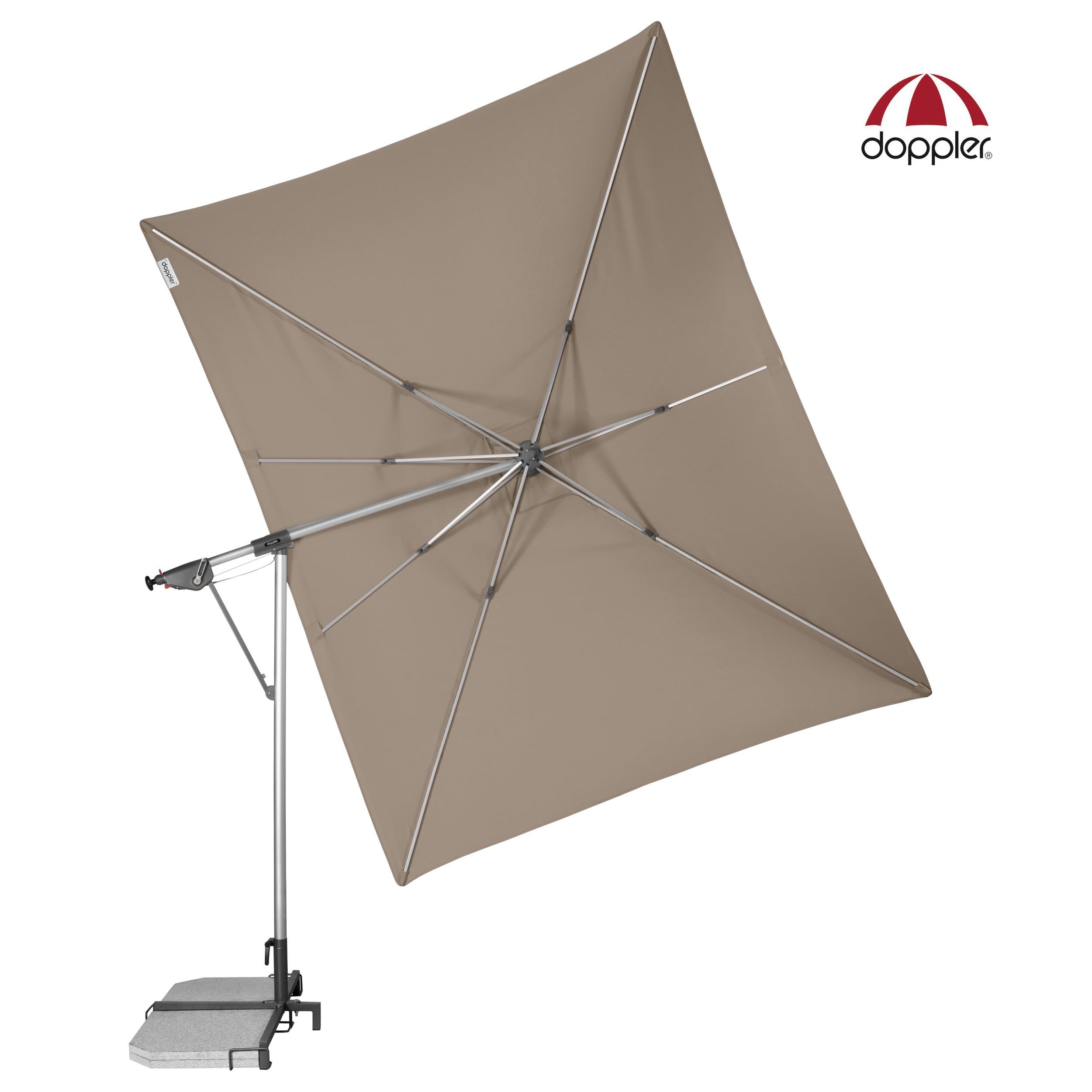 Cantilever Offset Outdoor Aluminium Umbrella (Parasol) with adjustable swivel canopy by Doppler – ParcHaus
