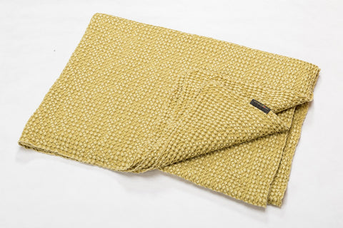 VIGO Cotton Honeycomb Throw | Mustard | 140 x 200 cm